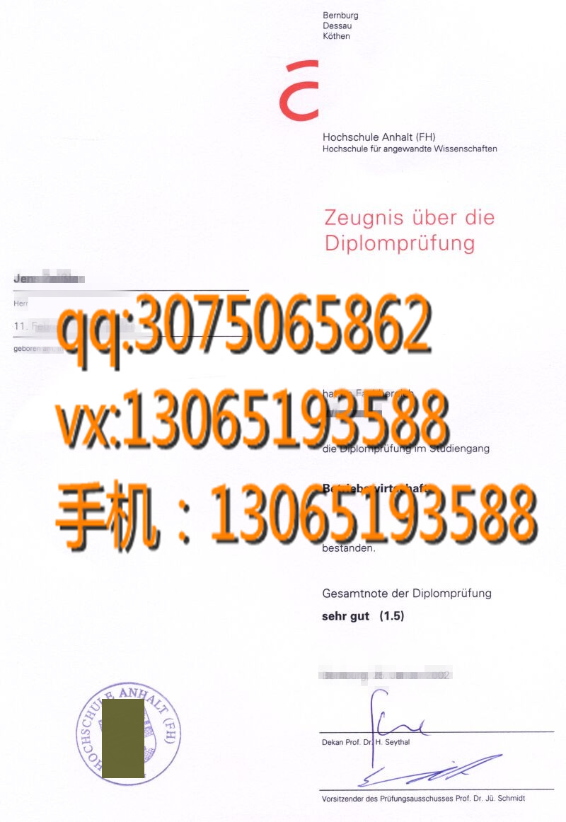 安哈尔特高等专业学院毕业证 Hochschule Anhalt（FH）master‘’s degree