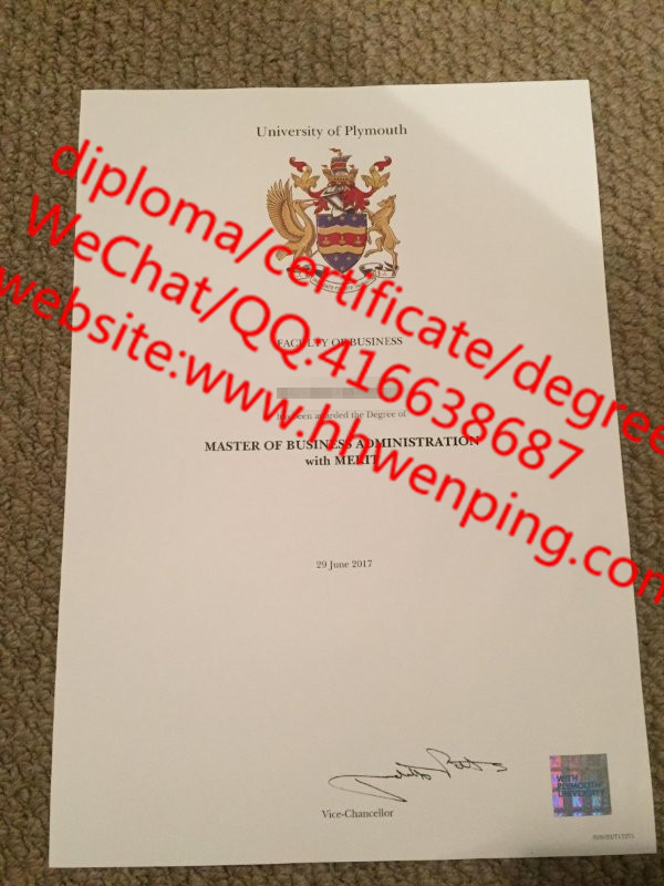 英国普利茅斯大学毕业证University of Plymouth diploma