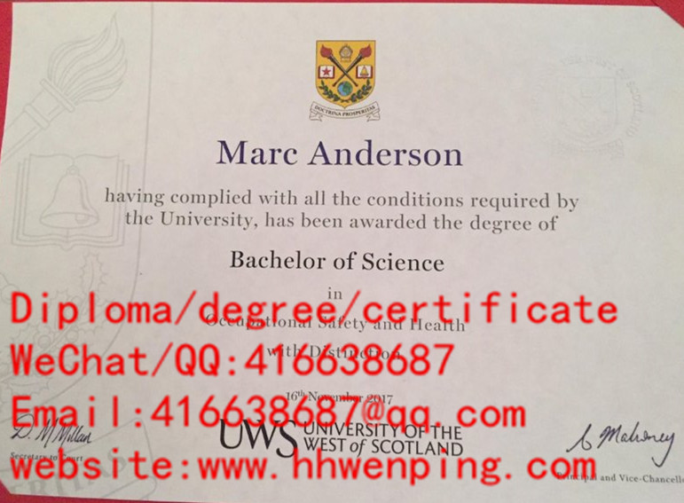 university of the west of scotland degree certificate英国西苏格兰大学毕业证