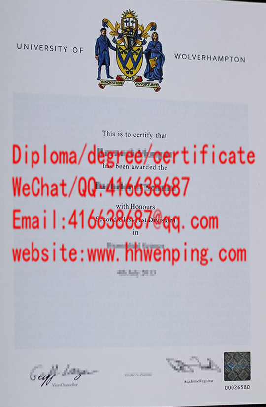 University of Wolverhampton degree certificate英国胡弗汉顿大学文凭