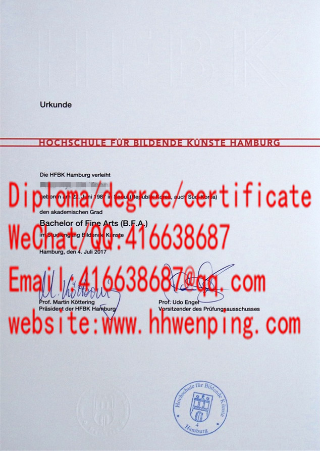 汉堡美术学院学士学位Hochschule für bildende Künste Hamburg bachelor's degree(HFBK-Hamburg)