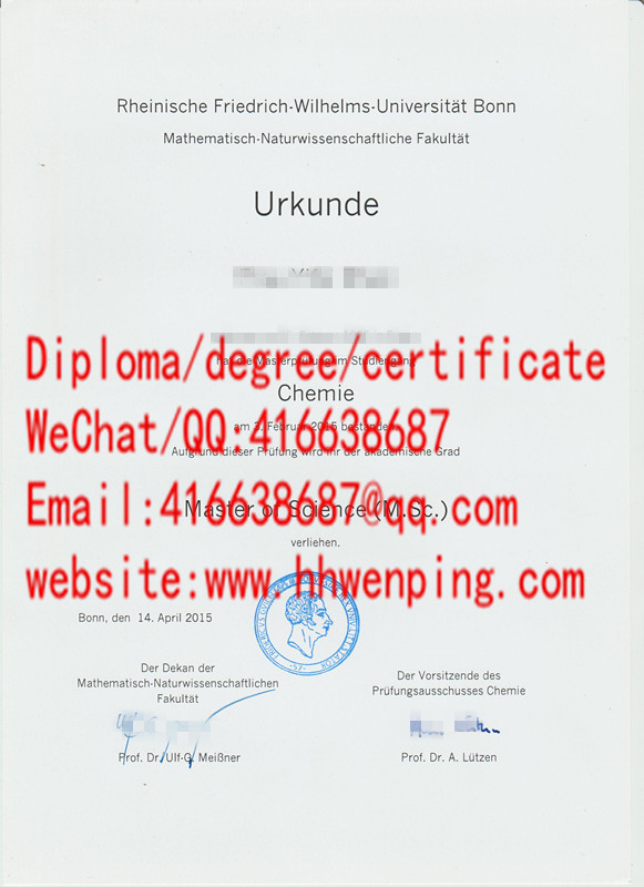 Rheinische Friedrich-Wilhelms-Universität Bonn Urkunde德国波恩大学硕士毕业证