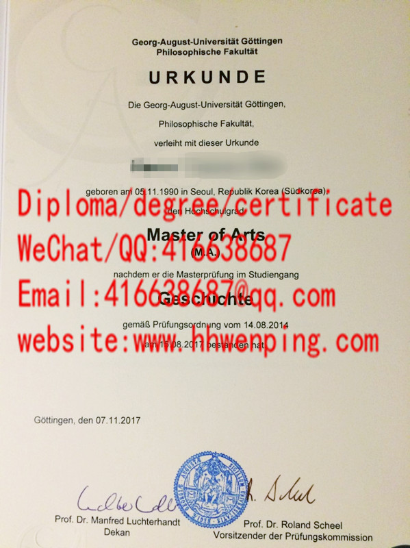 乔治-奥古斯都-哥廷根大学学位证书Georg-August-University of Göttingen master's degree