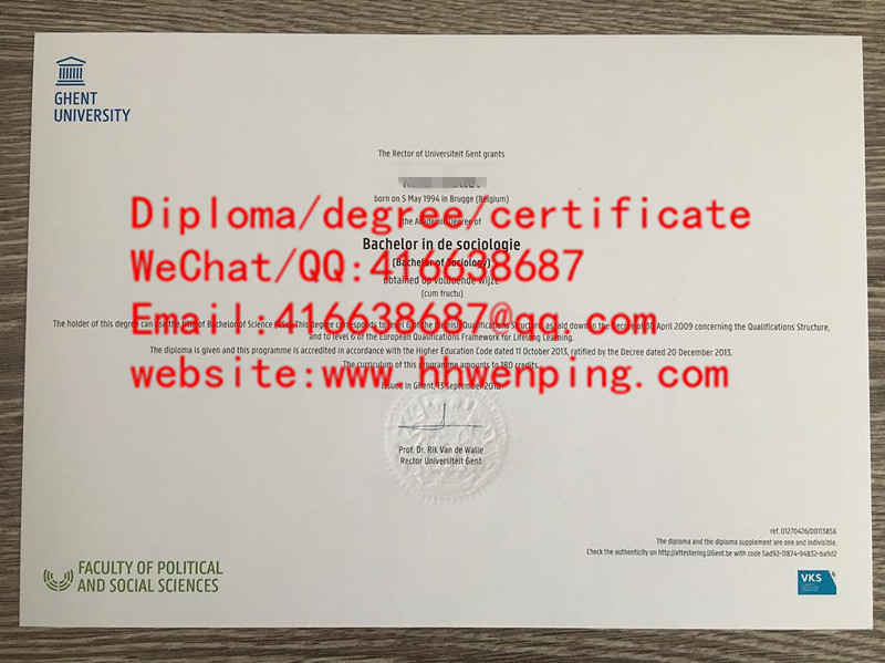 比利时根特大学毕业证Ghent University （UGent）bachelor degree