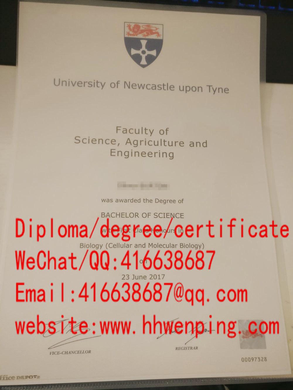 英国纽卡斯尔大学本科学位Newcastle University bachelors certificate