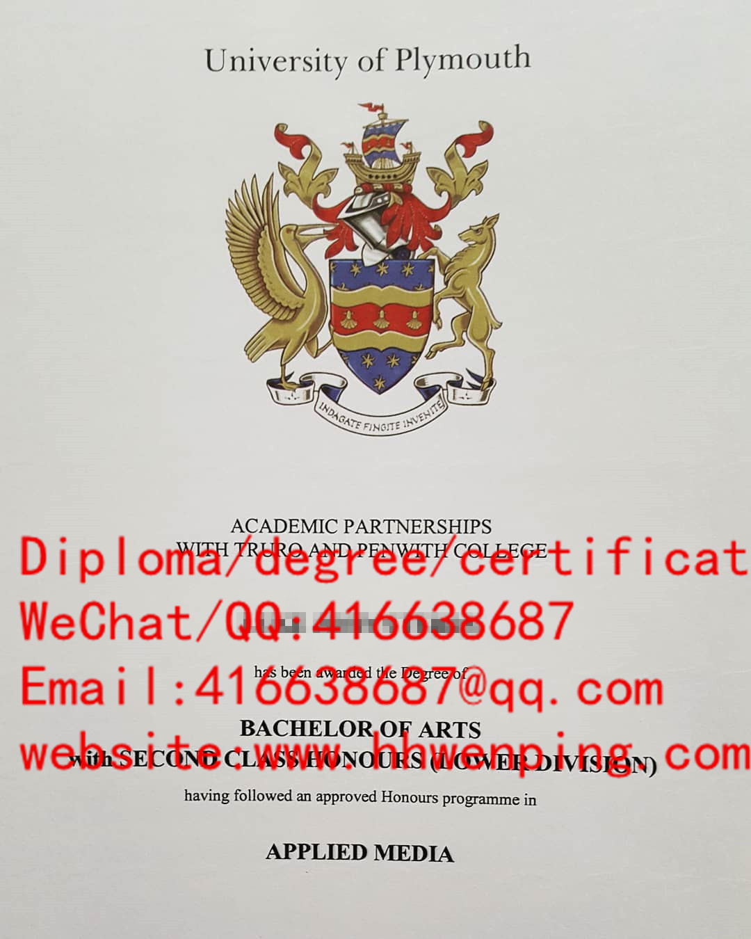 英国普利茅斯大学学士学位Plymouth University bachelors certificate