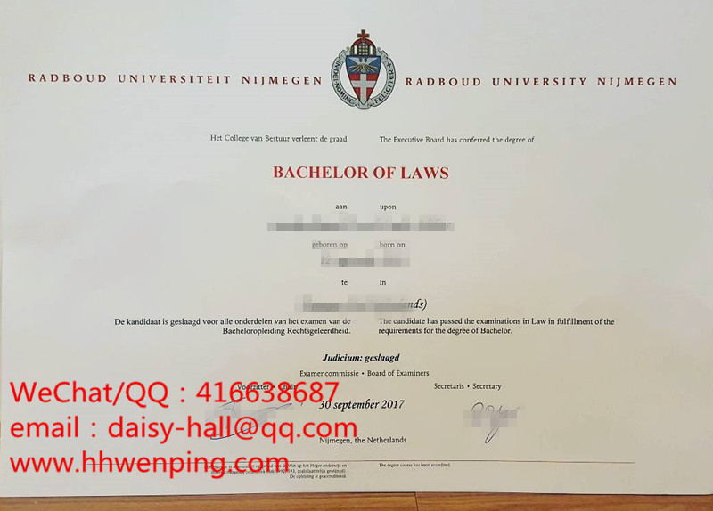 Radboud University Nijmegen degree certificate荷兰拉德堡德大学（奈梅亨大学）毕业证