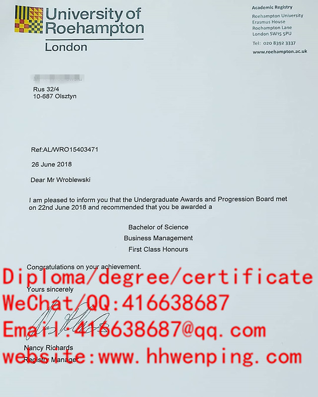 罗汉普顿大学毕业证Roehampton University diploma