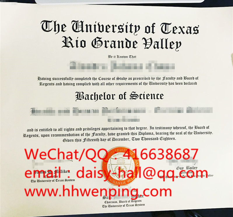 the university of texas diploma德克萨斯大学里奥格兰德谷校区毕业证书