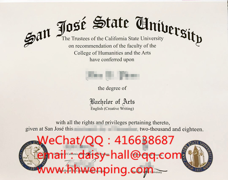 san jose's state university graduation certificate圣何塞州立大学毕业证书